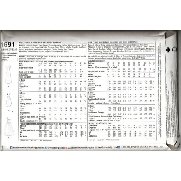 Simplicity 1691 Misses 12 to 20 Mini and Maxi Dress Uncut Sewing Pattern - Picture 2 of 2